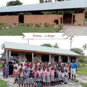 Il refettorio della scuola prima e dopo